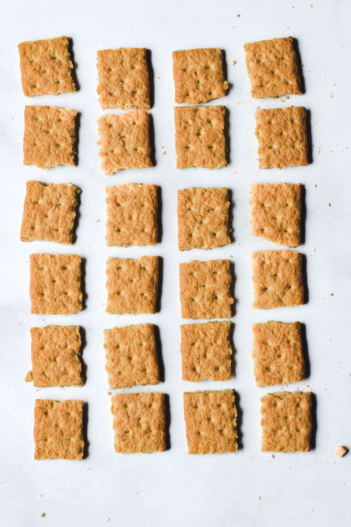 Graham crackers cut into smaller squares.