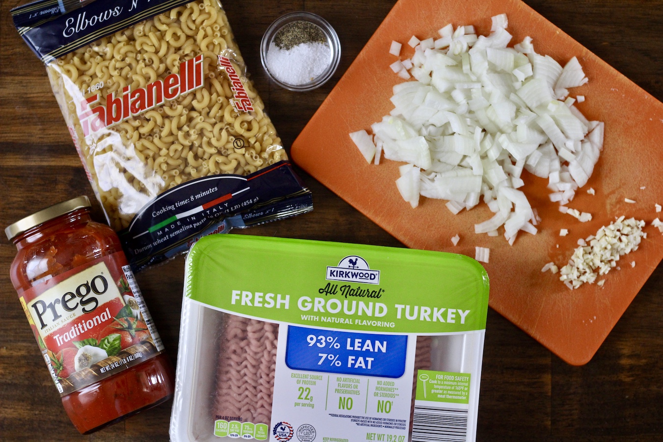 Ingredients to make homemade hamburger helper.