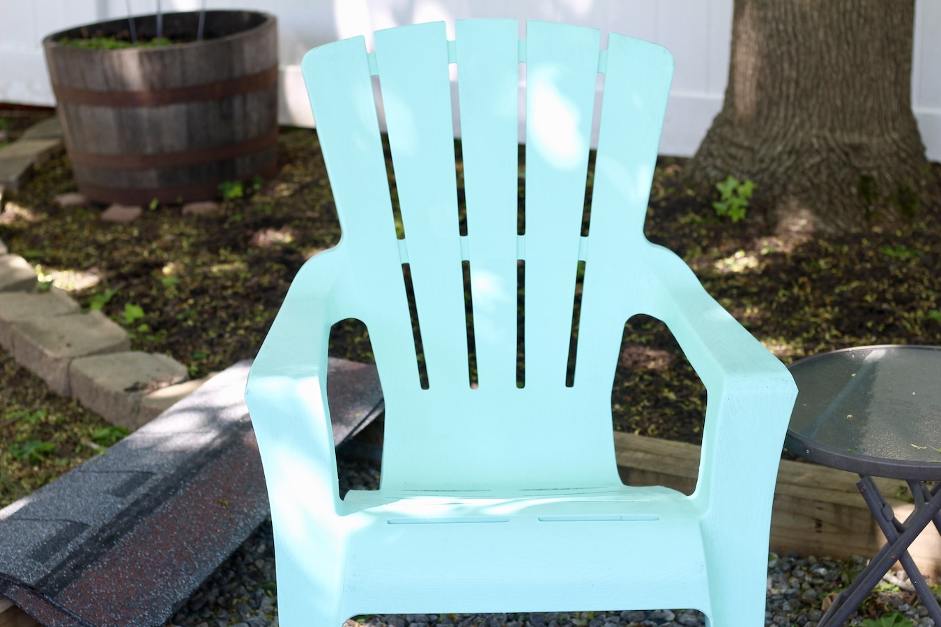 Cleaned chair in the backyard.