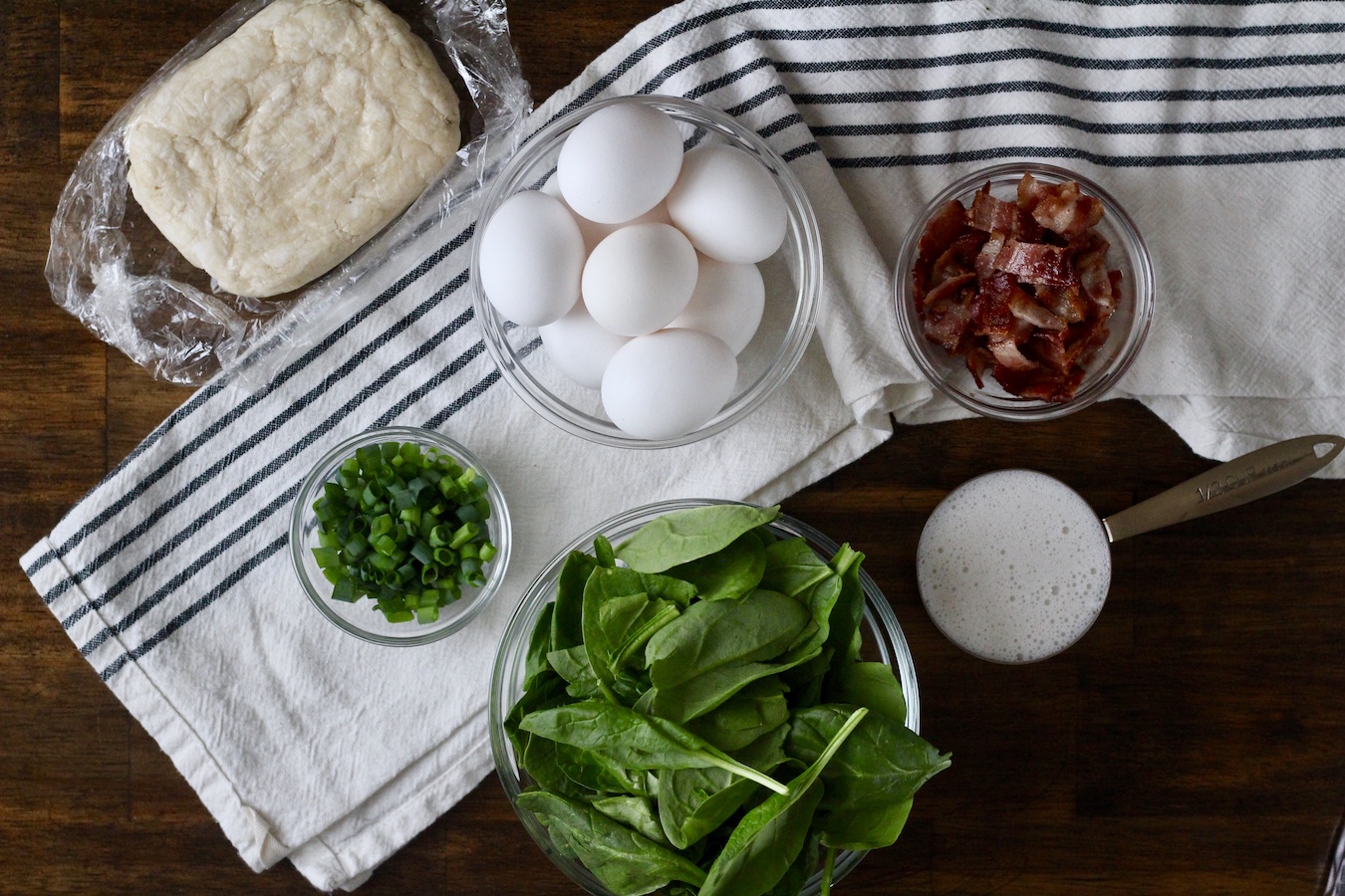 Ingredients for the quiche filling.