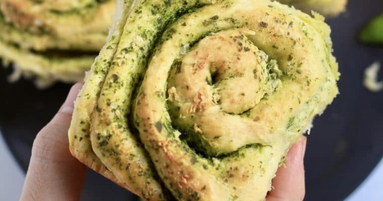 Pesto Rolls with Garlic Butter