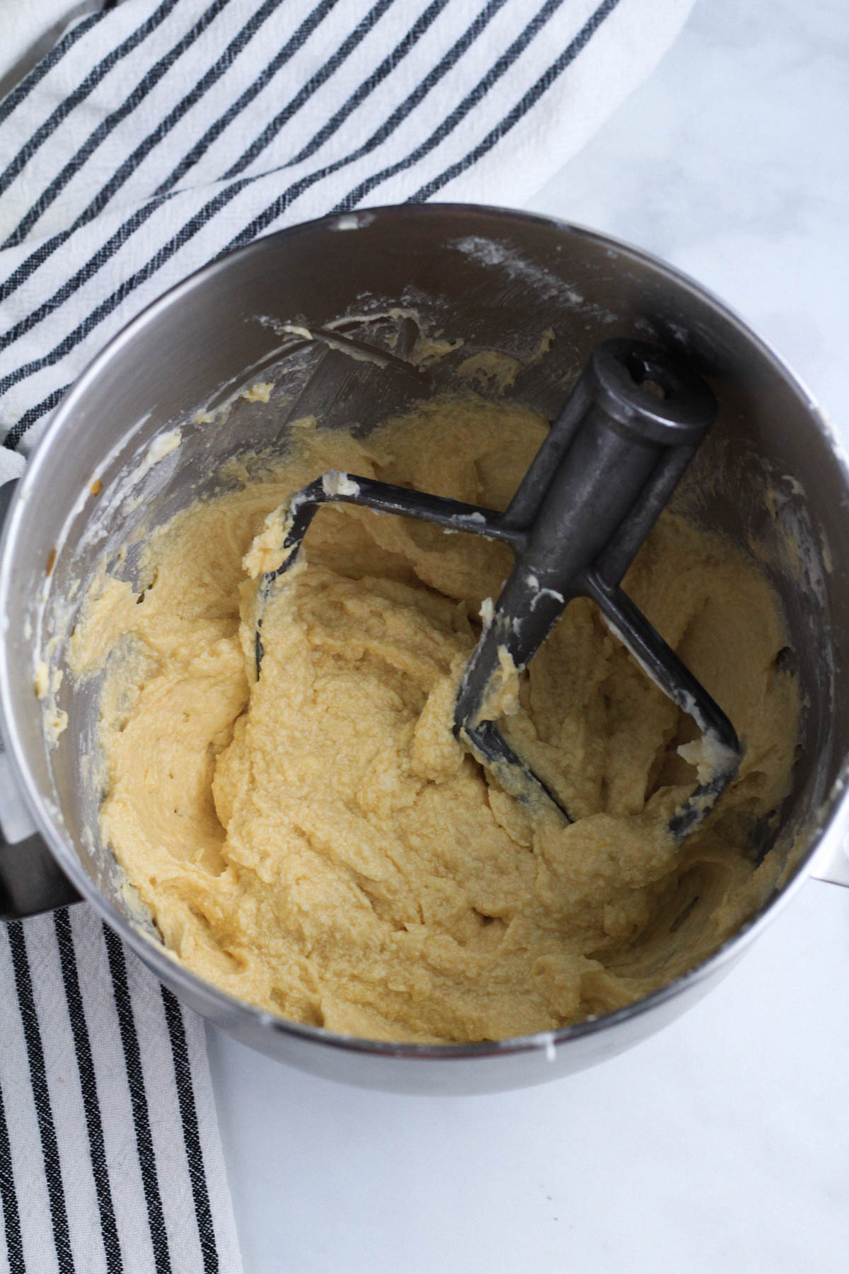 Cake batter after adding the non-dairy milk.