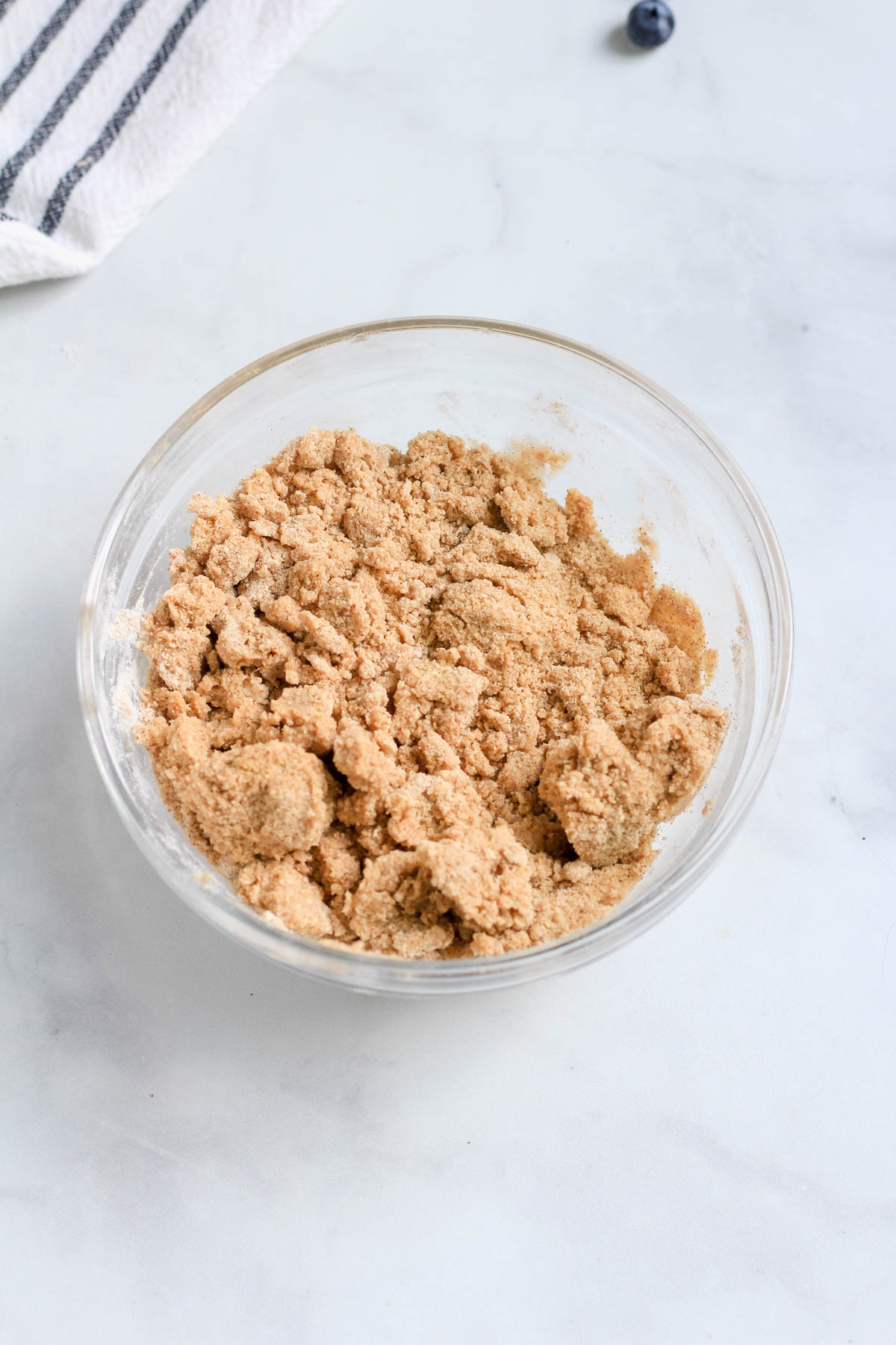 Coffee cake crumble topping after adding the plant-based butter.