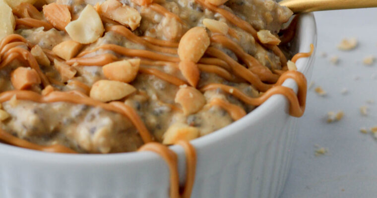 Vegan Peanut Butter Overnight Oats with Vanilla Protein