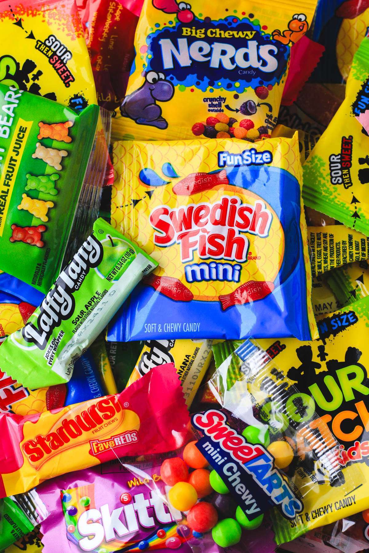 A close up of a pile of dairy-free candy.