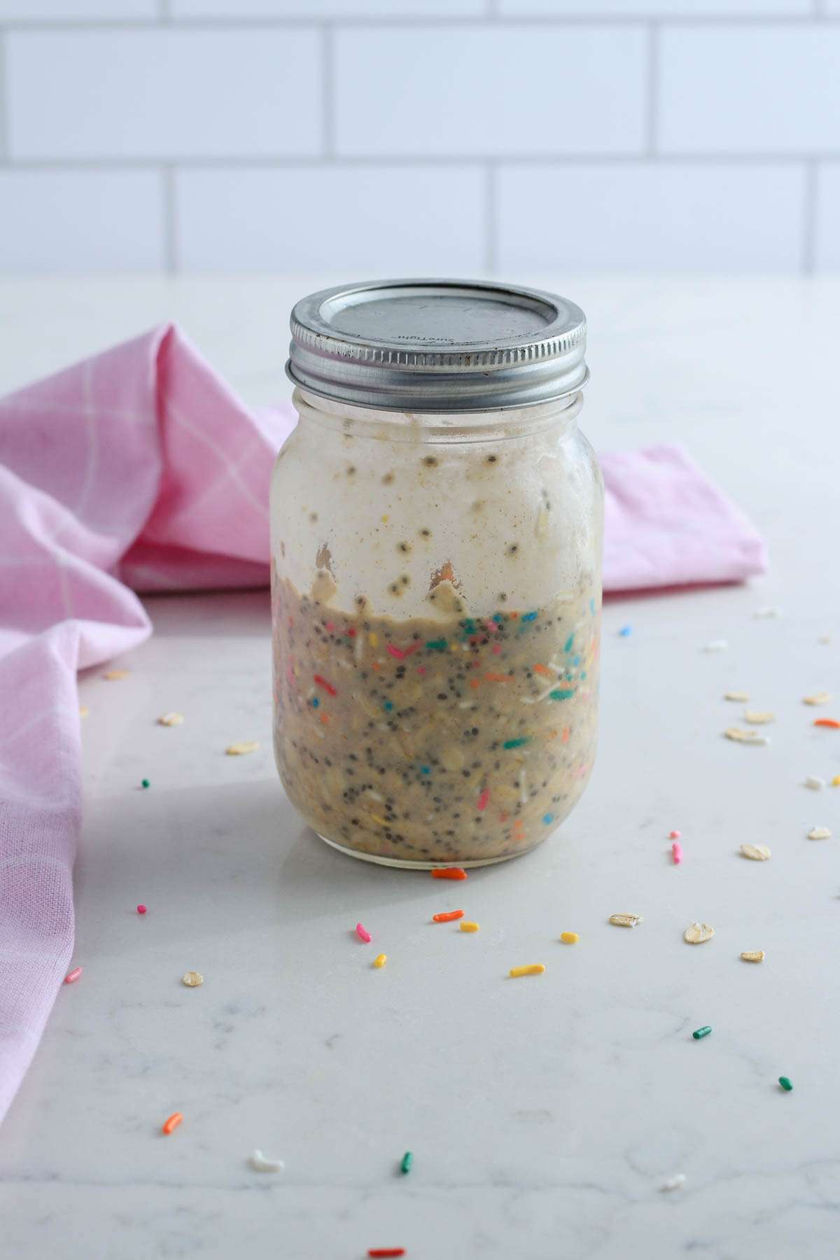 Vegan Birthday Cake Overnight Oats - My Life After Dairy