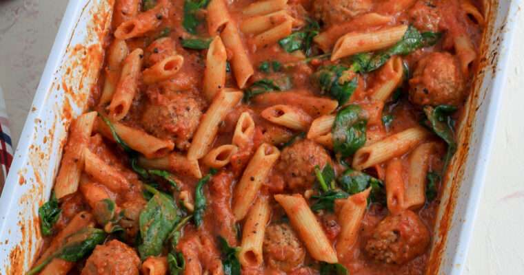Dairy-Free Baked Penne with Meatballs