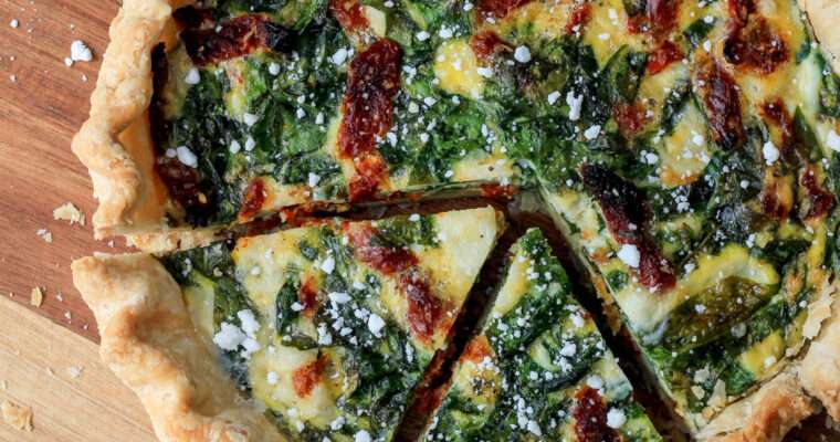 Spinach, Feta, and Sun Dried Tomato Quiche
