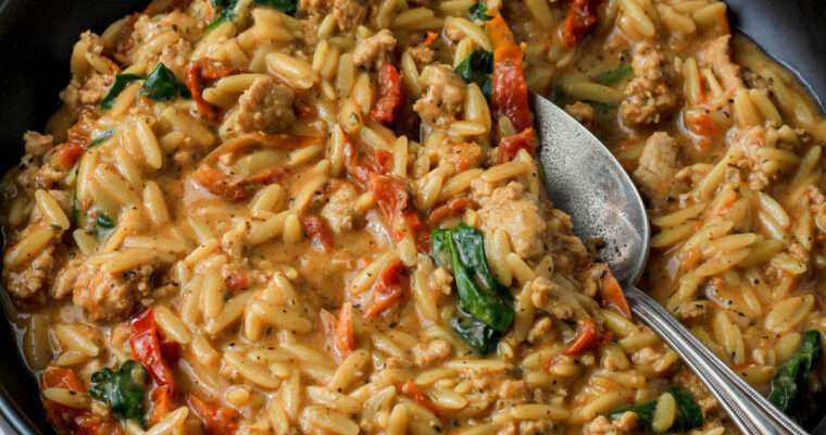 Marry Me Ground Chicken and Orzo