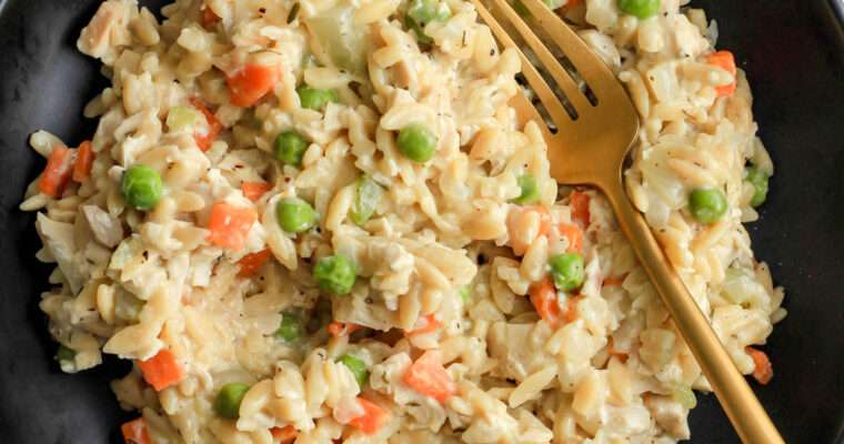Creamy Dairy-Free Chicken Pot Pie Orzo